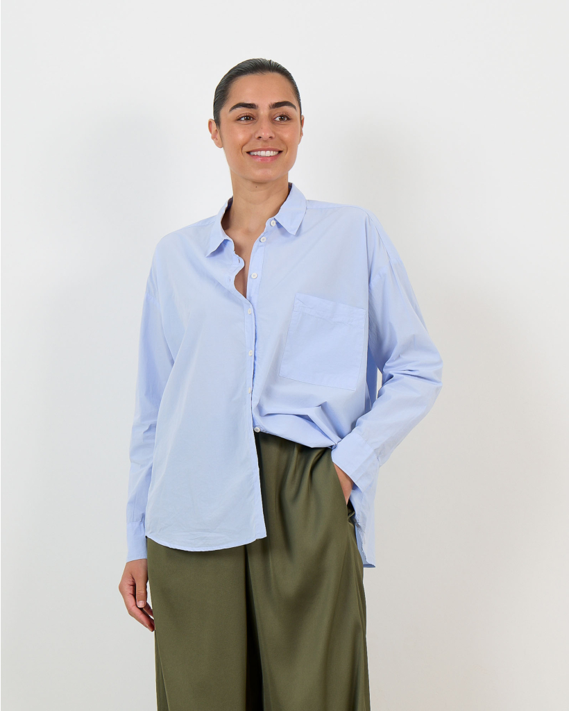 Caroline Poplin Overhemdblouse Cloud