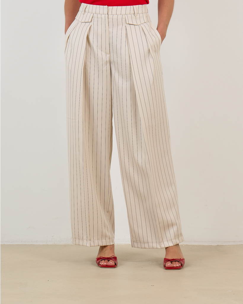 Michel Pantalon Regular Fit Ecru Navy