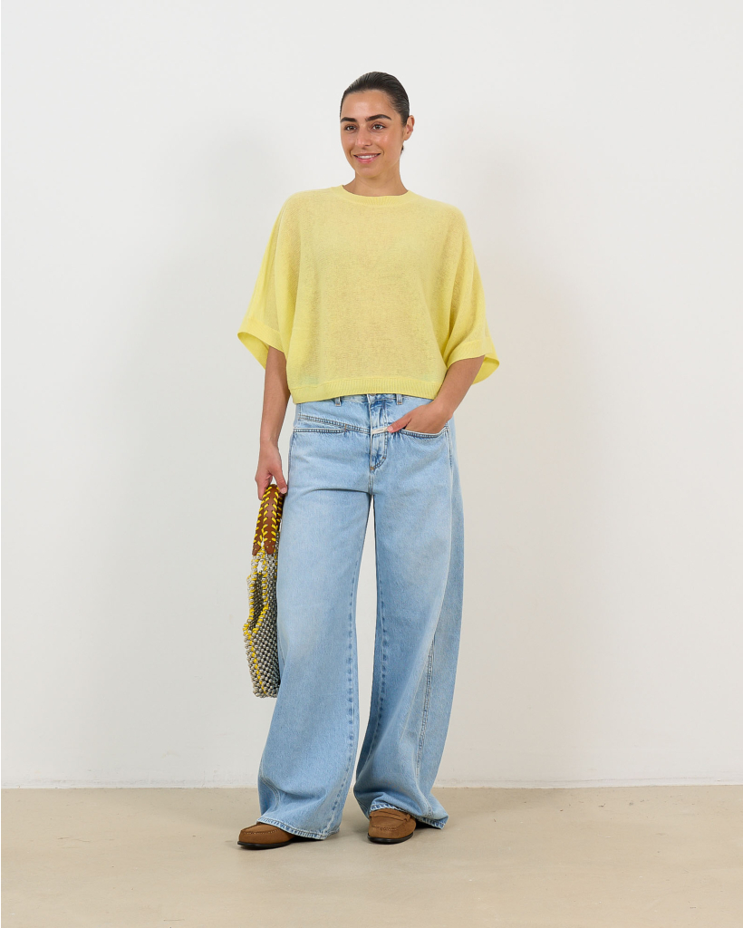 Benedicta Cashmere Korte Mouwen Trui Lemon Fizz