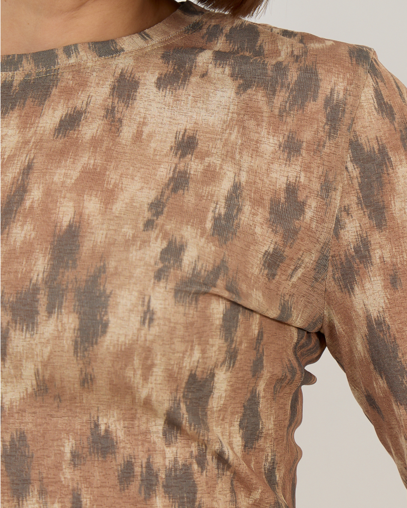 Mesh Longsleeve met Print Bruin 