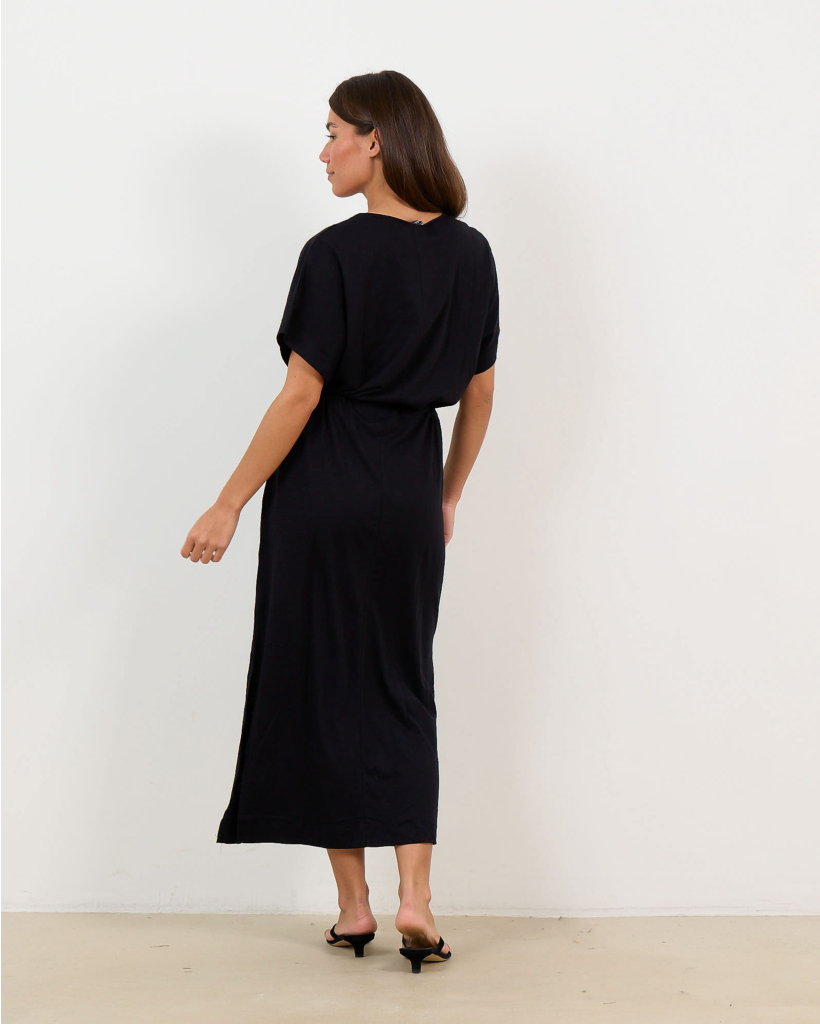 Gemêleerde Midi Jurk Zwart