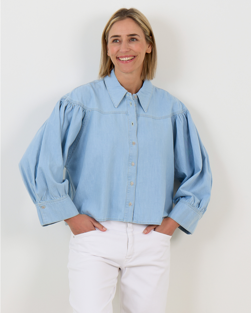 Seleni Katoenen Overhemdblouse Jeans