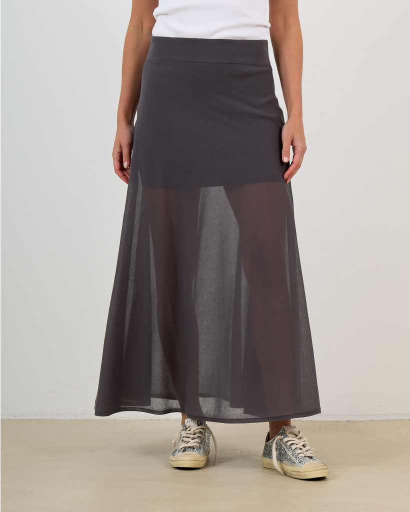 Tensya Gebreide Maxi Rok Antraciet