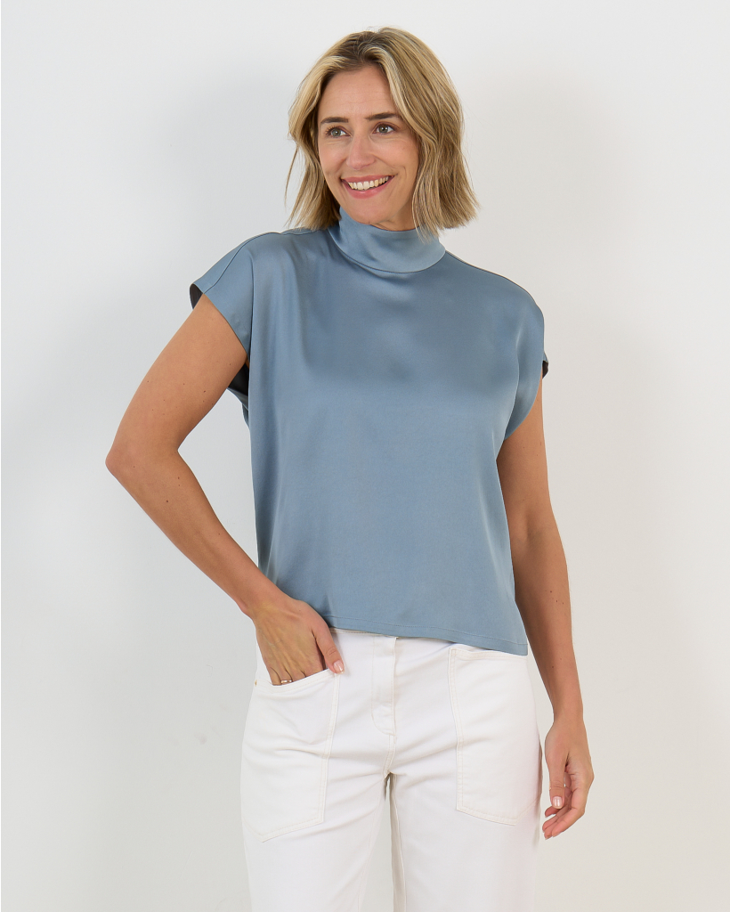 Alaria Satijnen Blouse Blue Horizon
