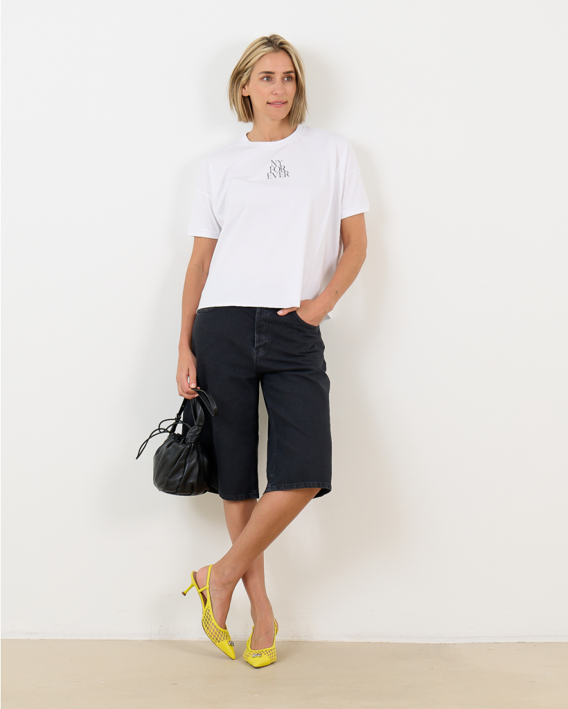 T-shirt ronde hals white black 