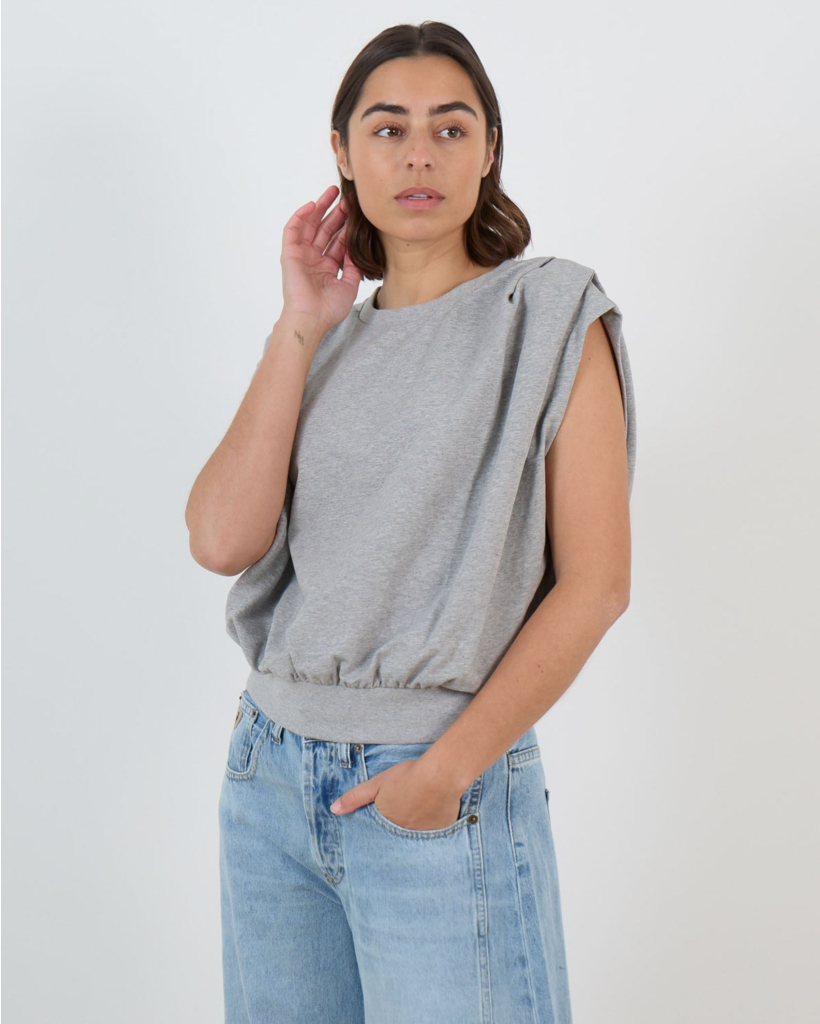 Calluna Gedrappeerd Mouwloos Sweatshirt Grijs