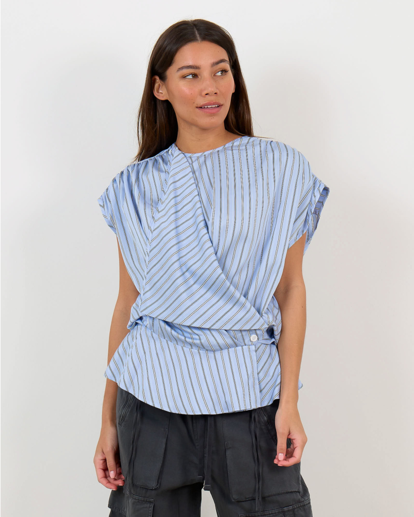 Uttopia Asymmetrische Gestreepte Top Blauw