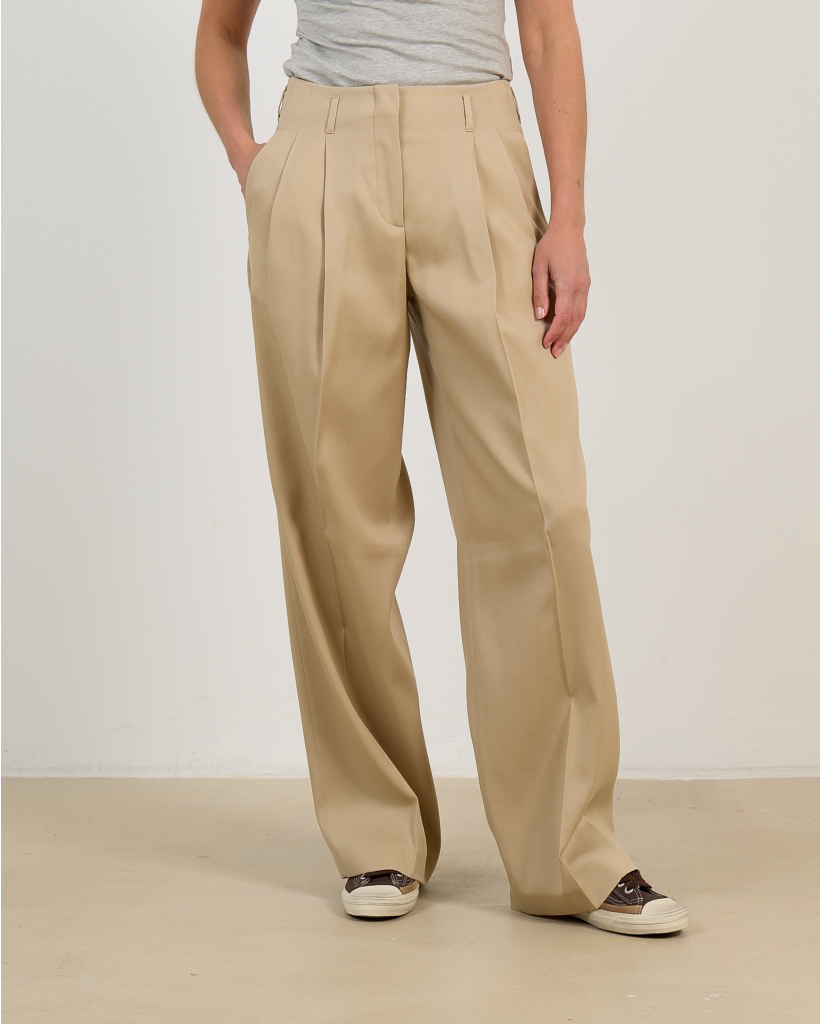 Wollen Gabardine Pantalon Beige