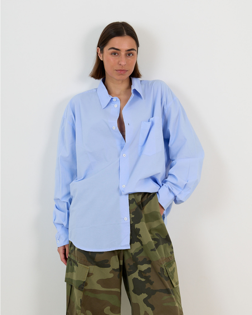 Poppy Oversized Overhemdblouse Ice Blue