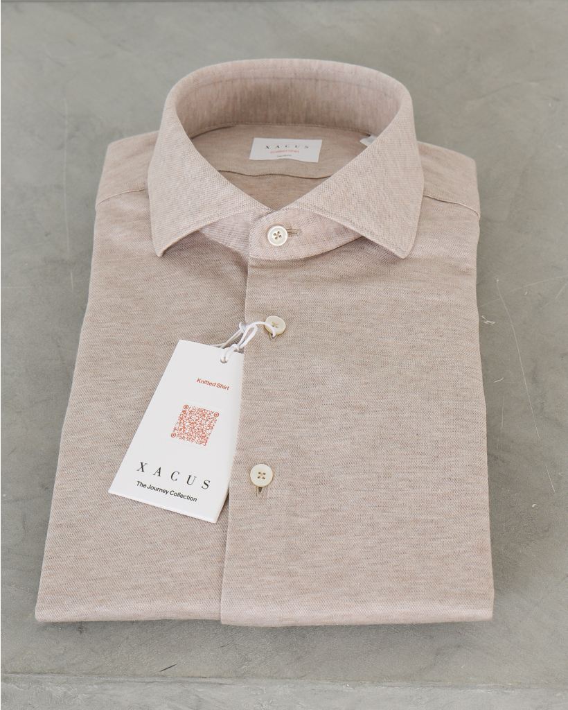 Casual Knitted Lange Mouw Overhemd Beige