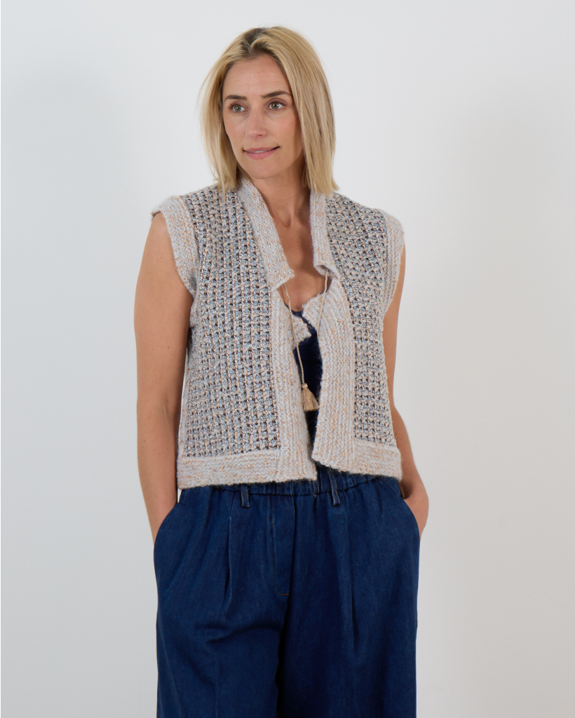 Tweed Gilet Blauw 