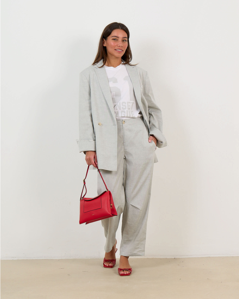 T-shirt met Print Wit/Grijs