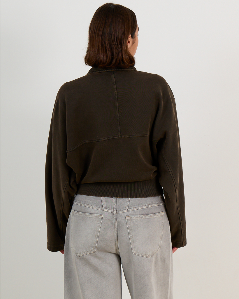 Bomber Sweatvest Verwassen Bruin 