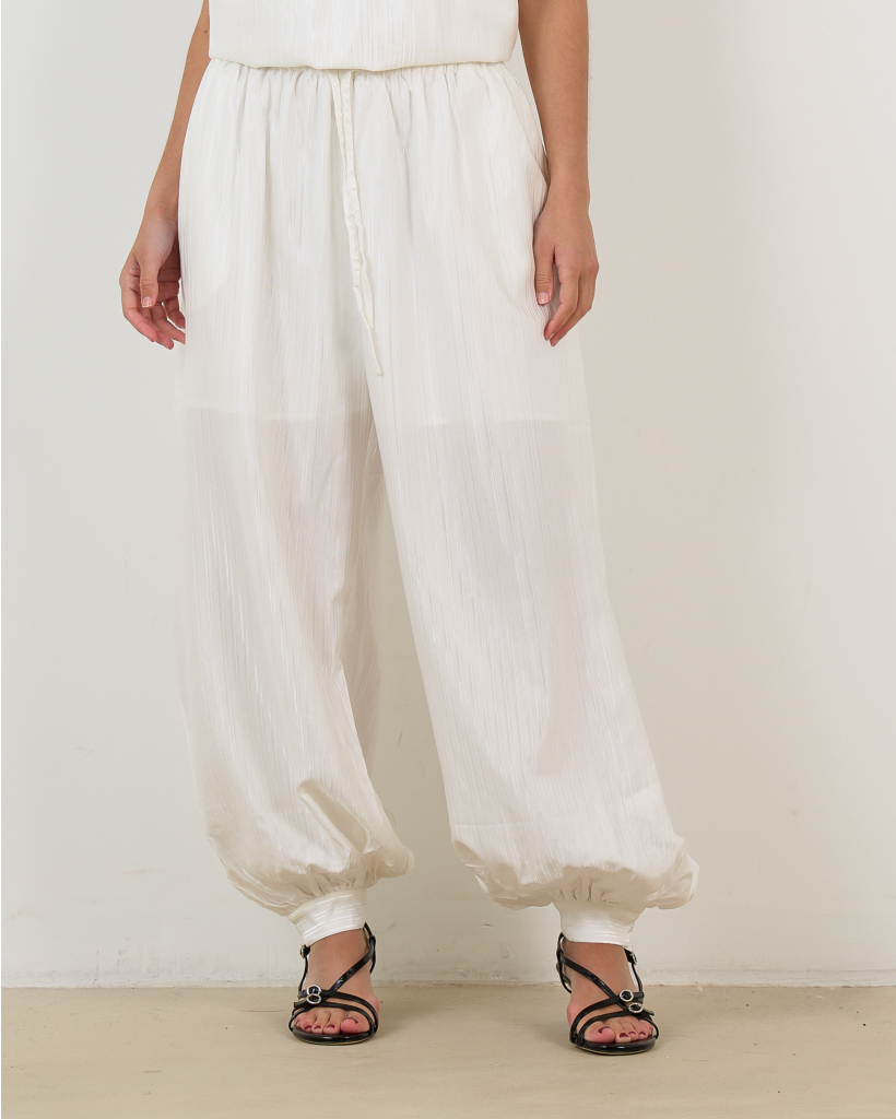Striped Balloon Broek Bright White