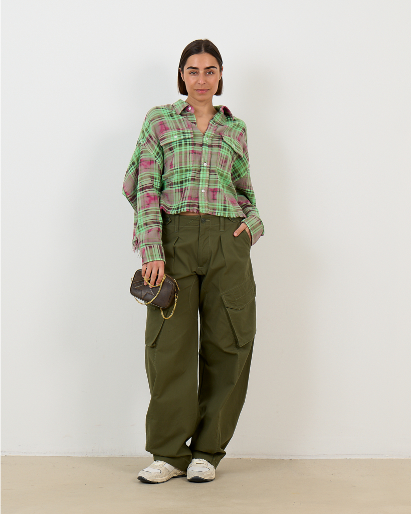 Cropped Work Shirt Green