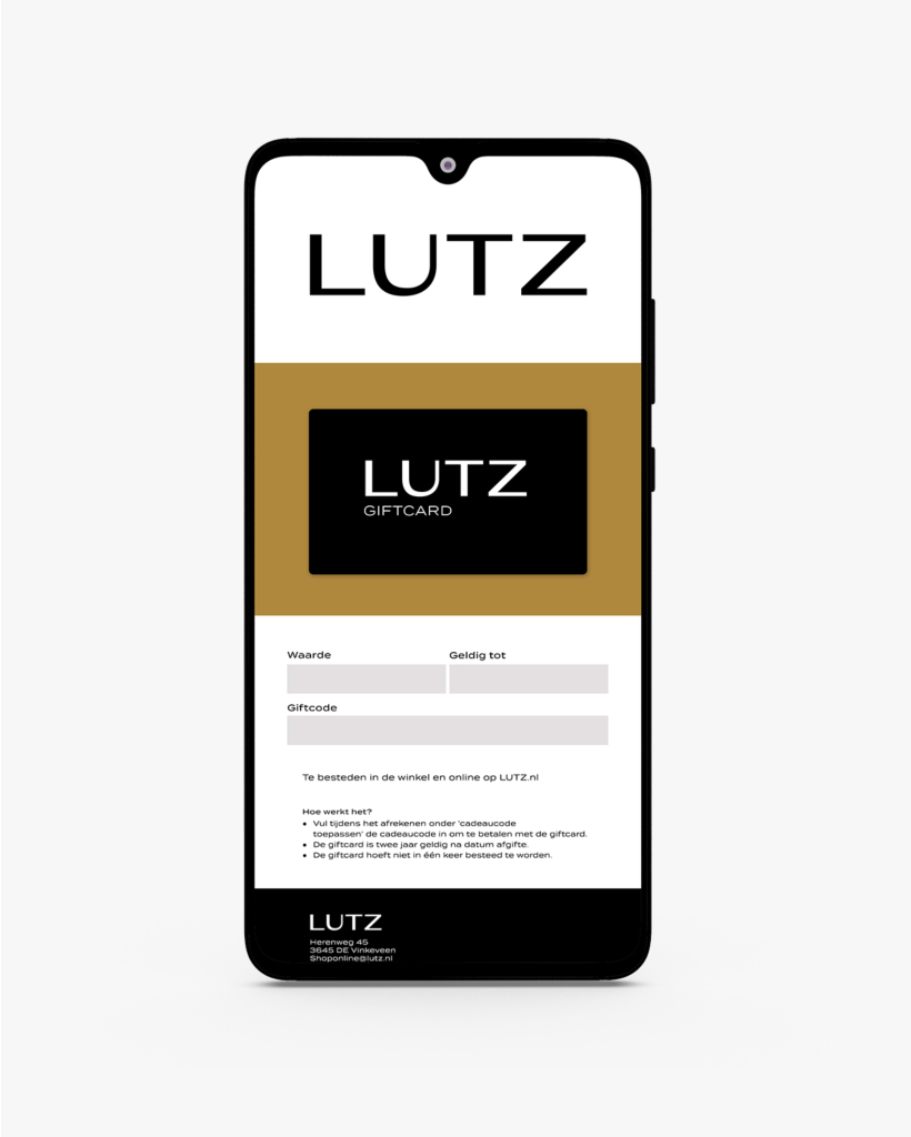 LUTZ Giftcard - Digitaal