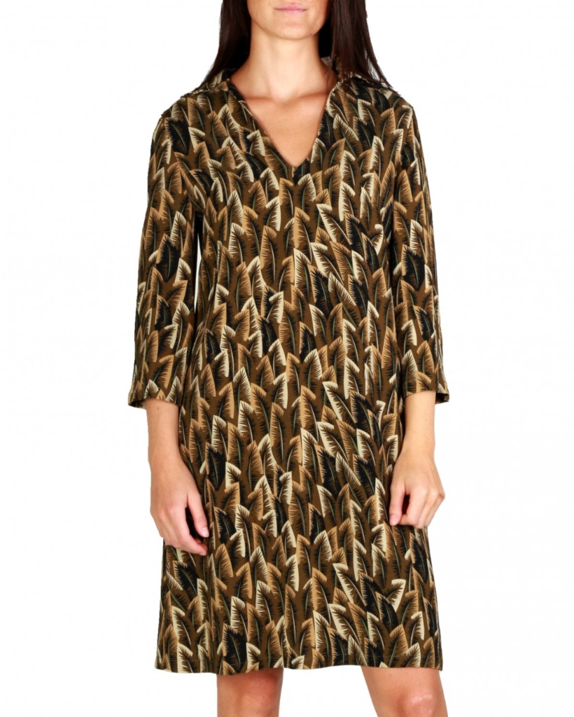 jurk lange mouw kakigroen