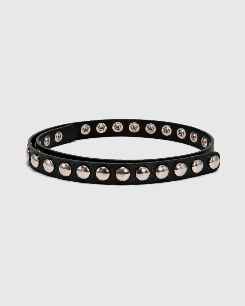 Click Leren Riem met Studs Zwart/Zilver