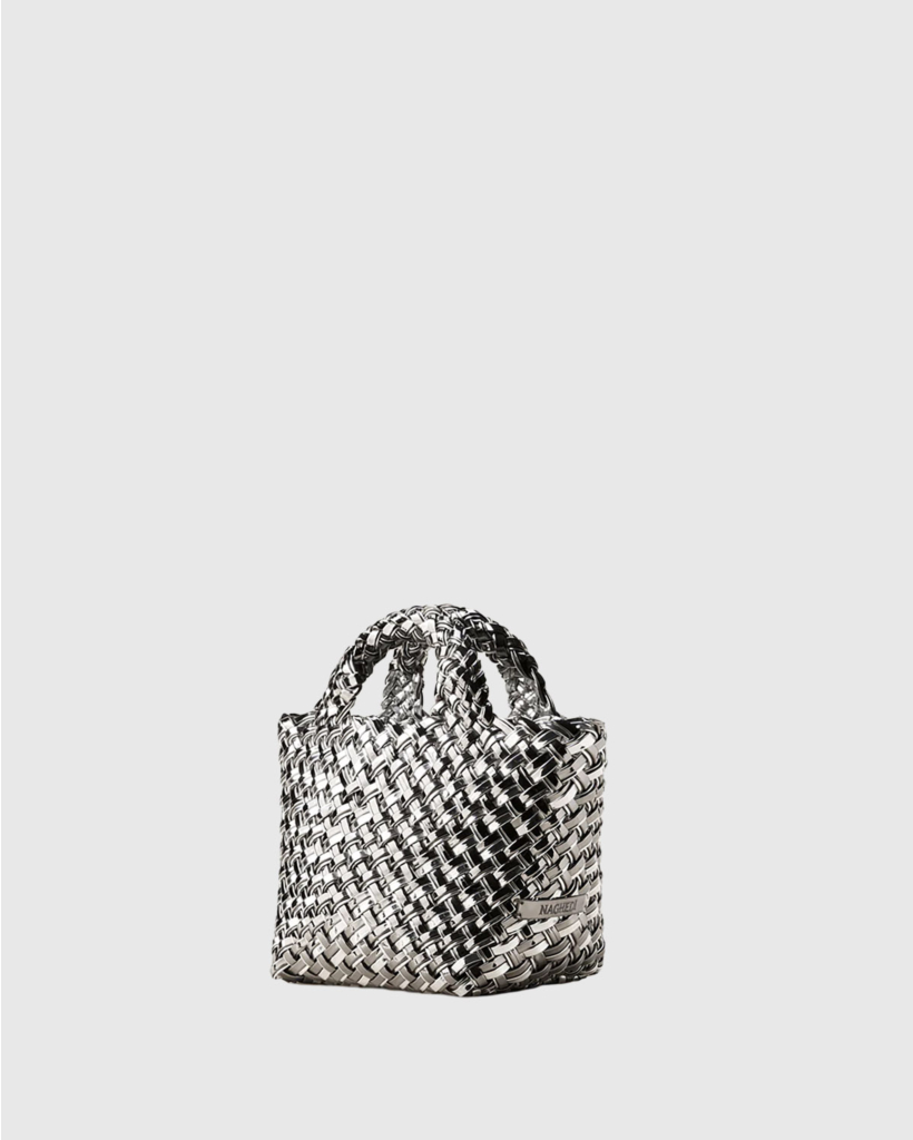 St. Barths Petit Tote Double Weave Metallic Pewter