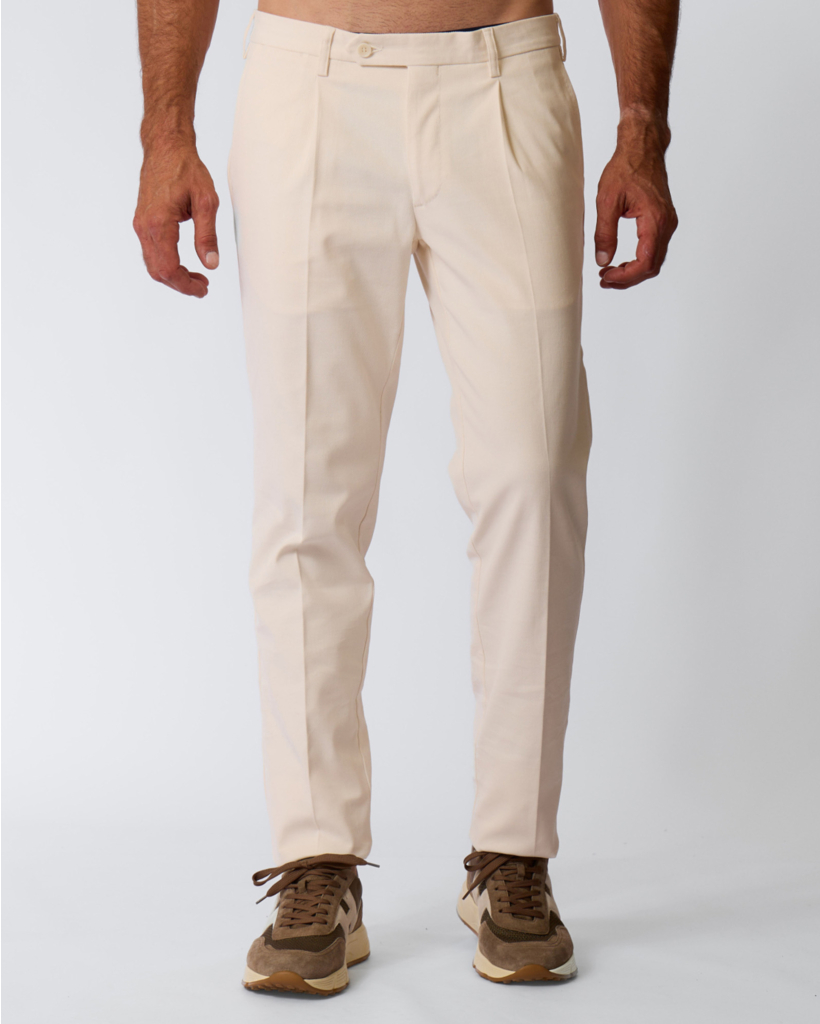 Pleated Denim Pantalon Off White