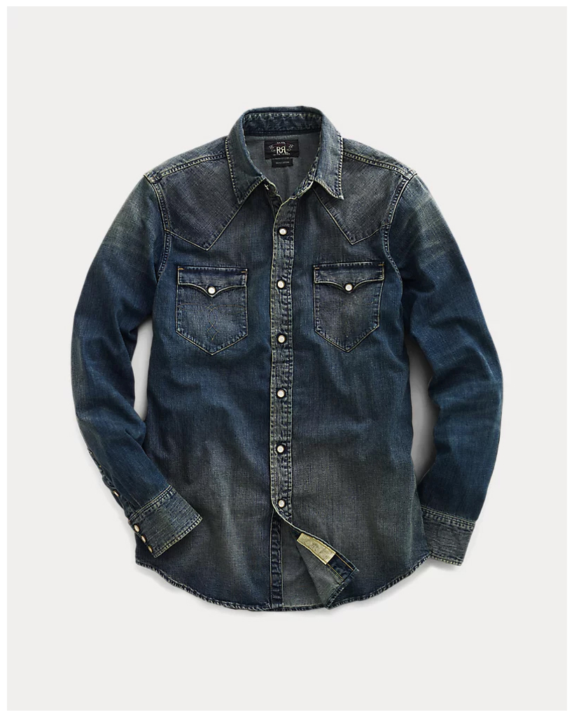 Slim fit denim western overhemd