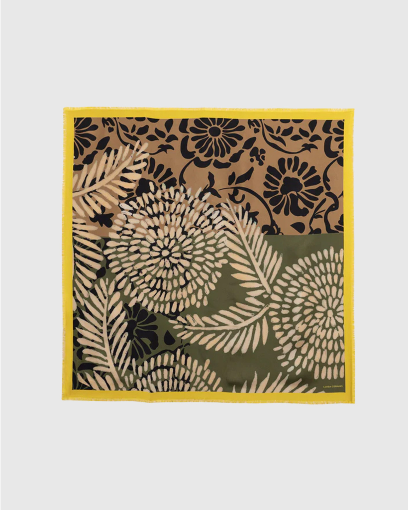 Satijnen Sjaal Leaf Multi