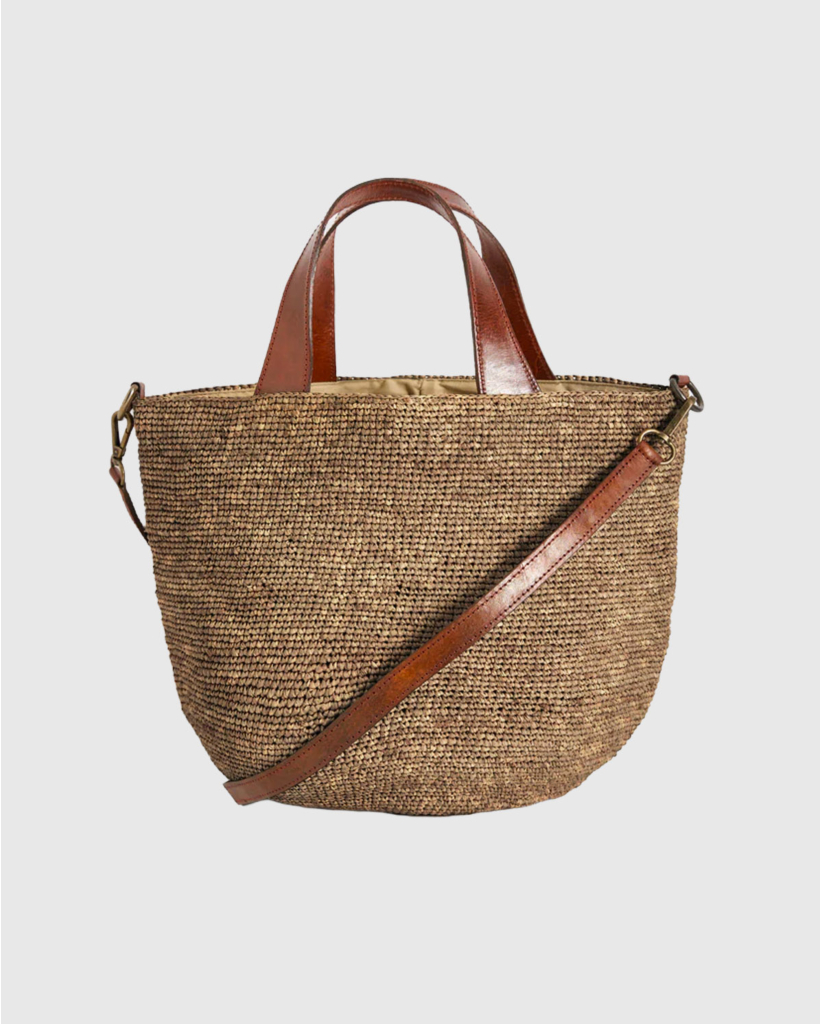 Mirozy Raffia Tas Dark Tea