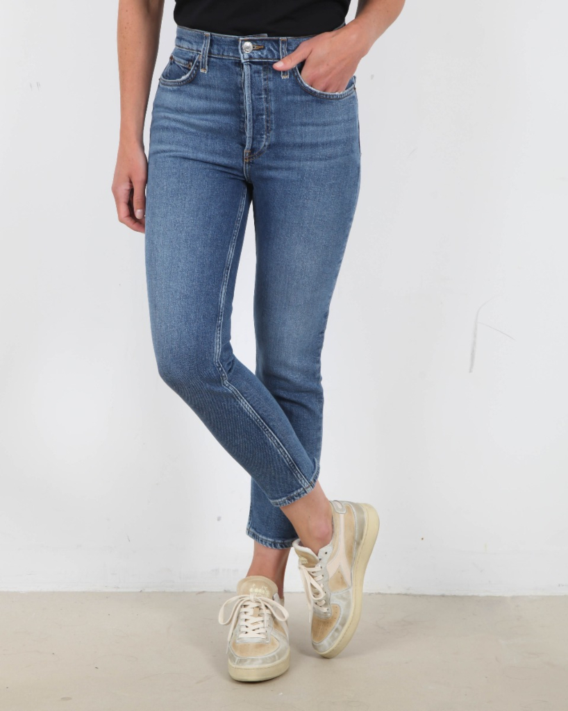 Jeans 90s High Rise Ancle Mid Bleu 