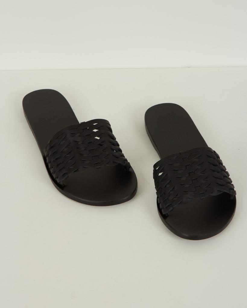 Ancient Greek Sandals Slipper Taygete Woven black
