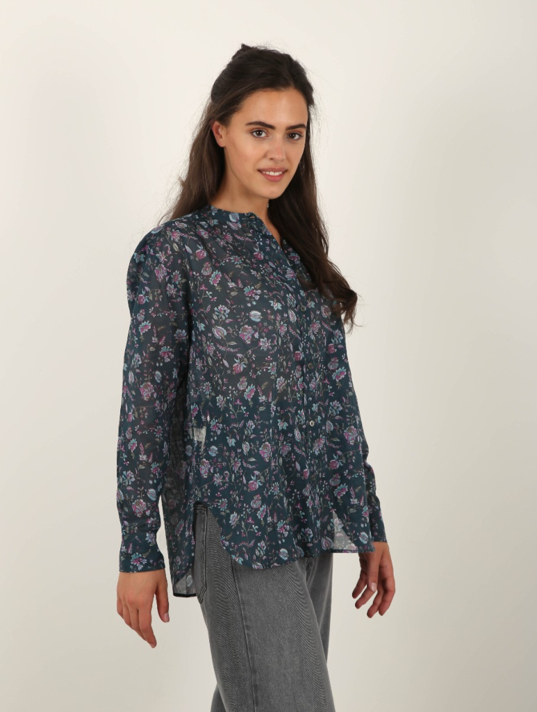 Marant Étoile Chemise Mexika donkergroene blouse met bloemenprint