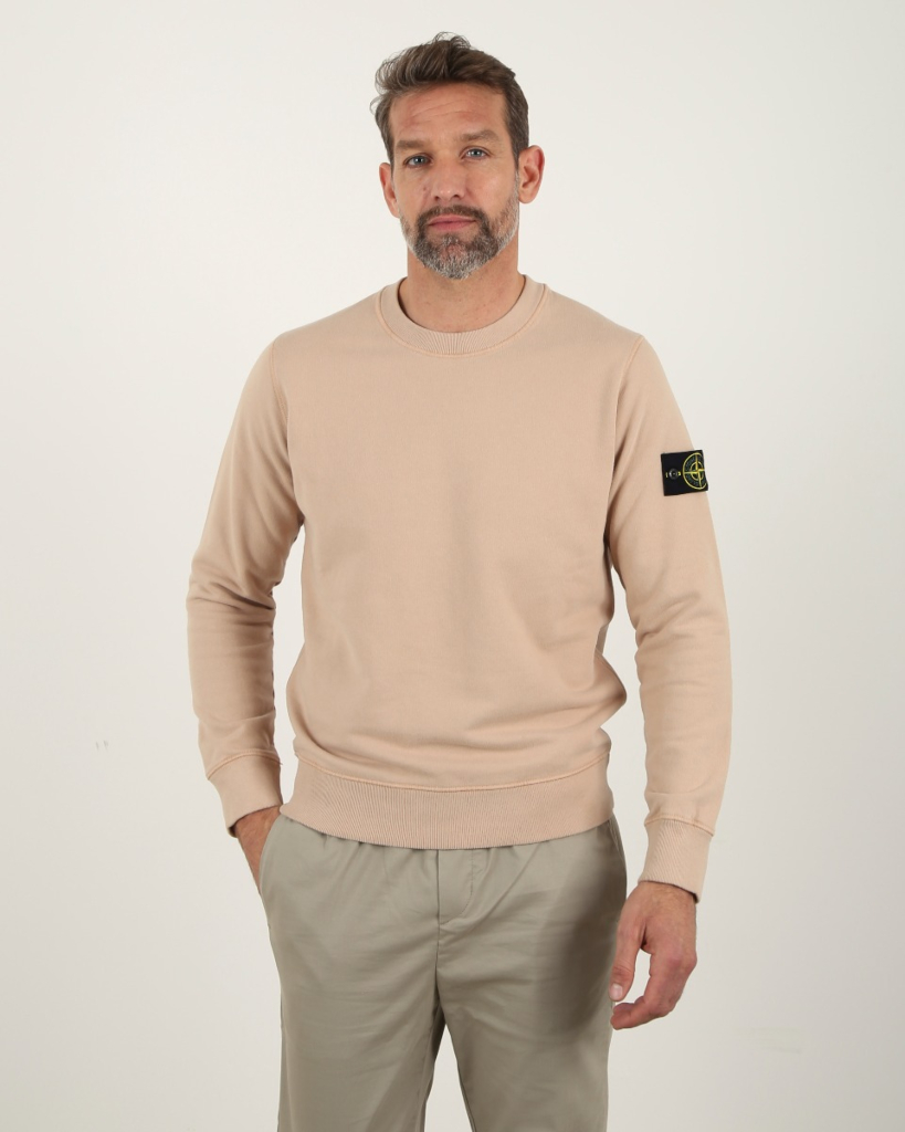 Stone Island Sweater Crewneck rosa antic met logopatch
