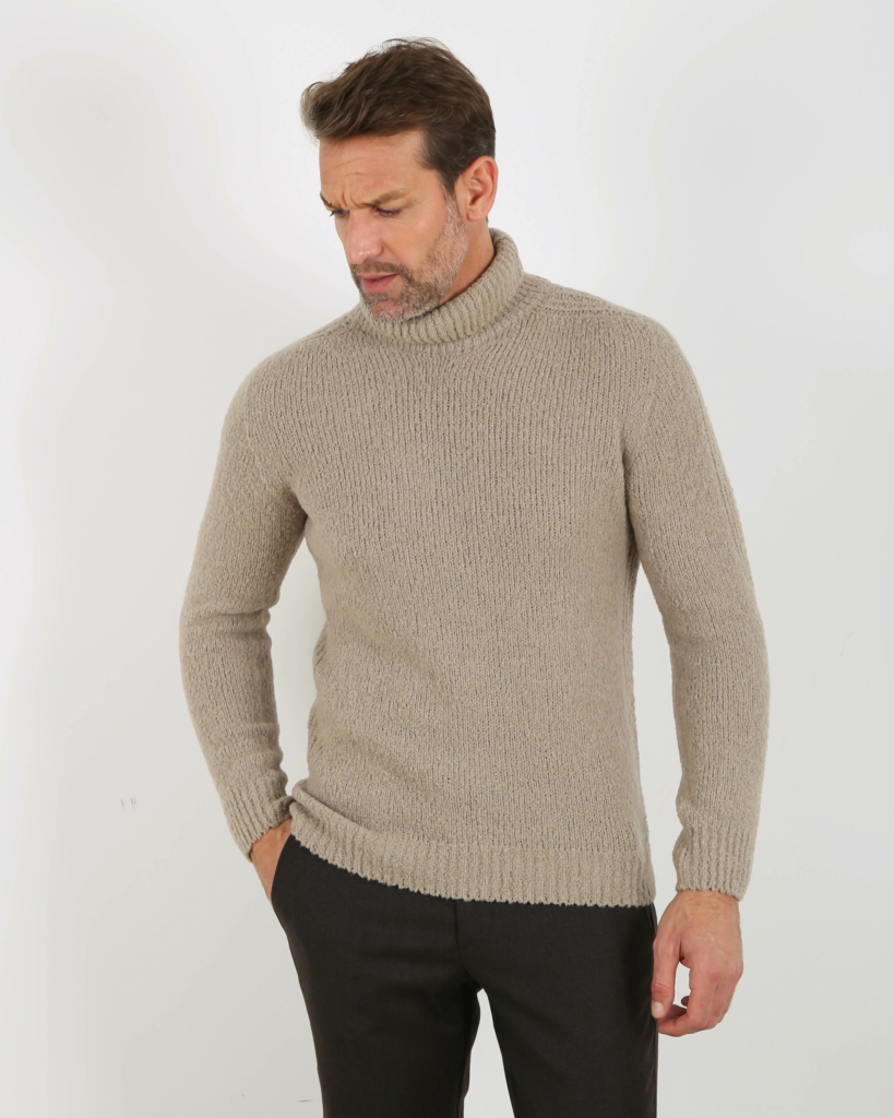 04651/ A trip in a bag Pullover Col Syeid Taupe