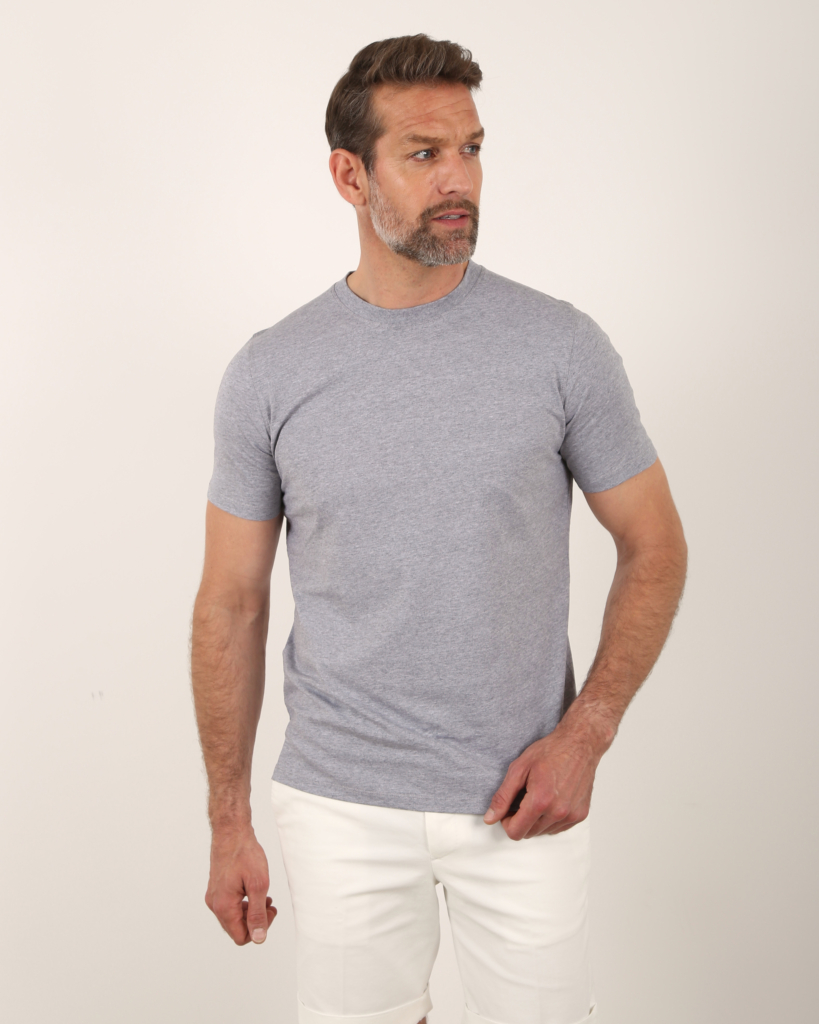 LUTZ label T-shirt grey mele met ronde hals