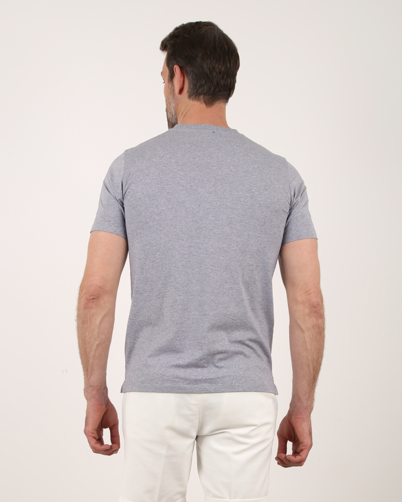 LUTZ label T-shirt grey mele met ronde hals