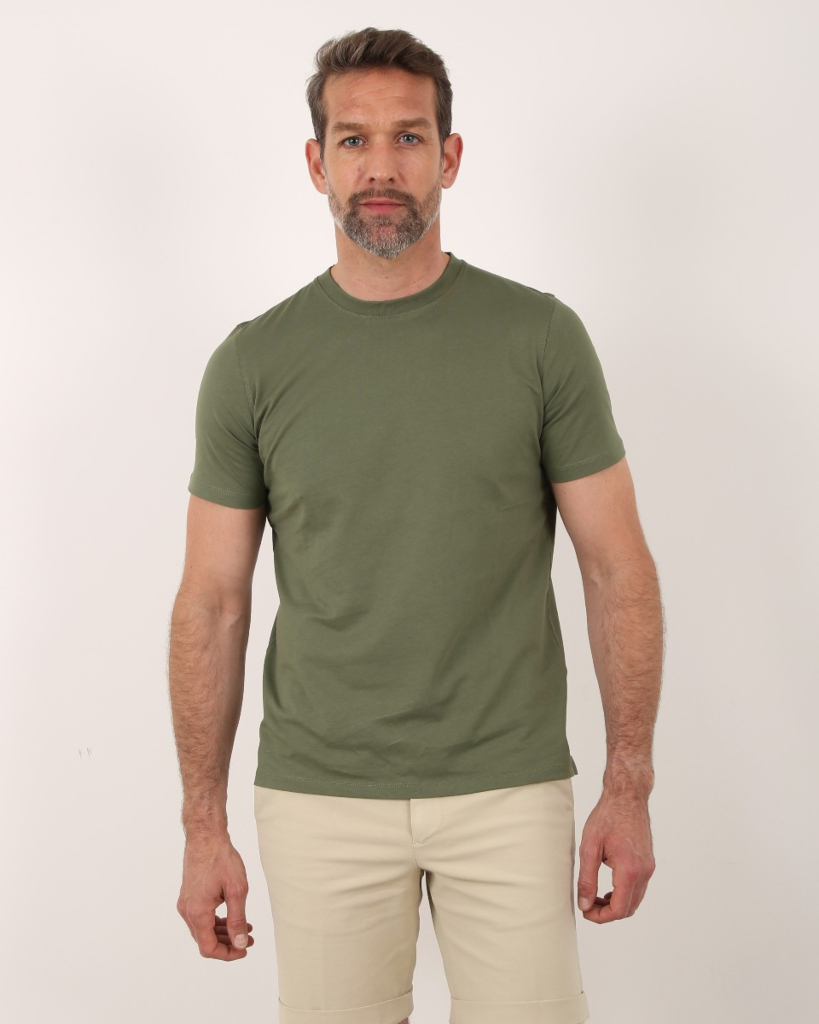 LUTZ label T-shirt olive met ronde hals