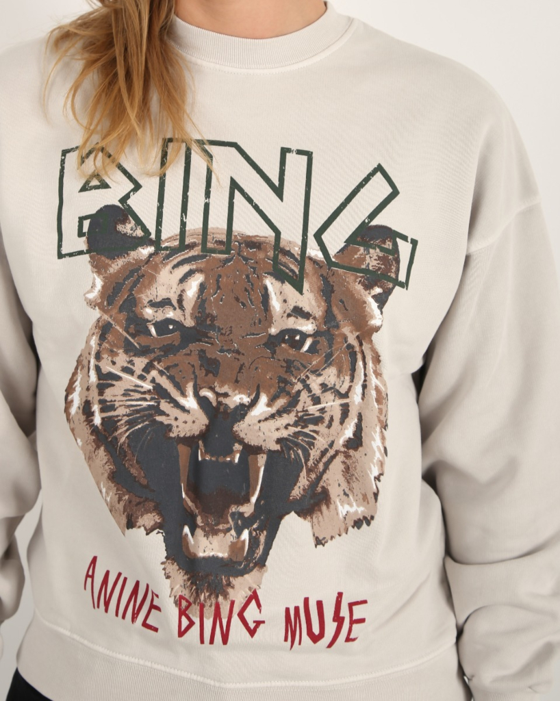 Anine Bing Tiger Sweatshirt Stone