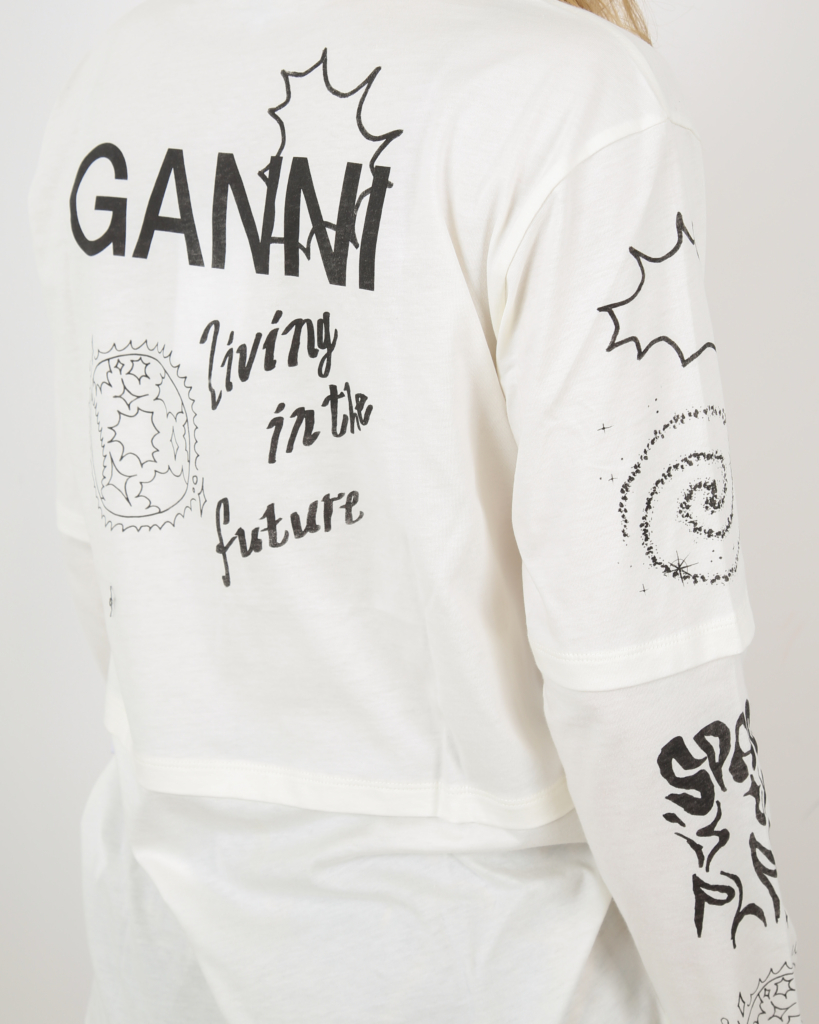 Ganni Long-sleeve T-shirt Egret
