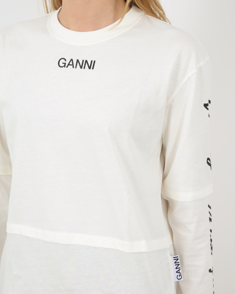 Ganni Long-sleeve T-shirt Egret
