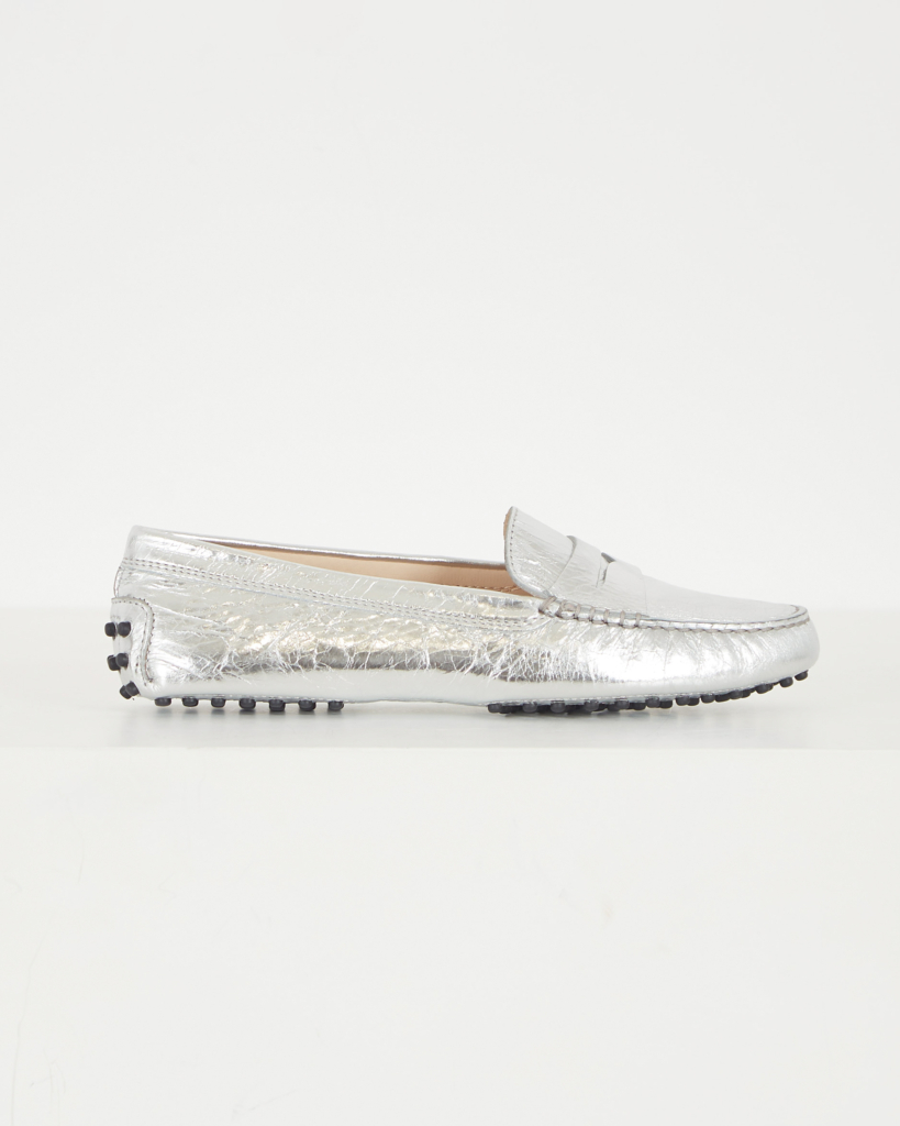 Gommino Driving Shoes Leather Silver
