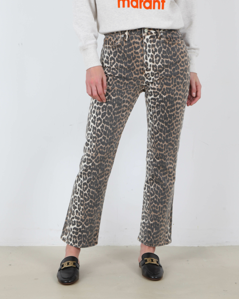 Ganni Jeans Print Denim Leopard
