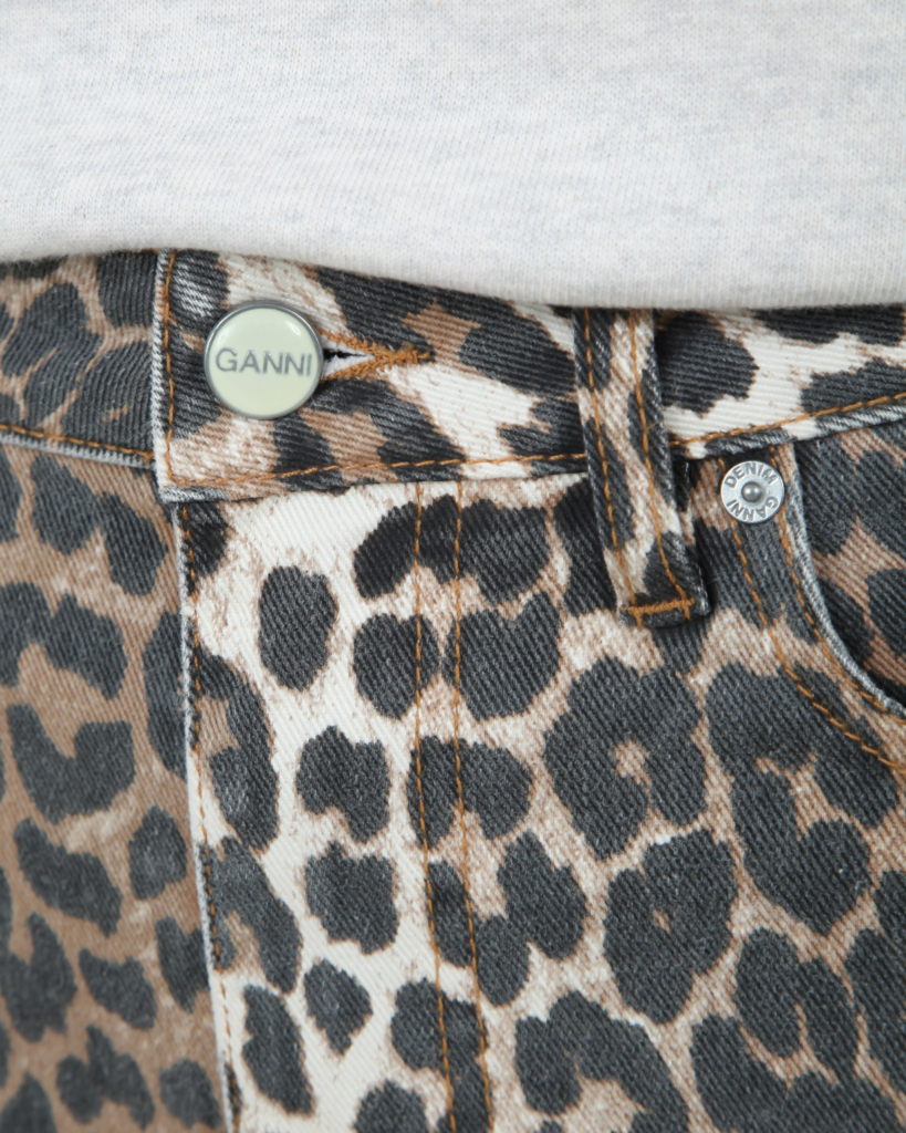 Ganni Jeans Print Denim Leopard