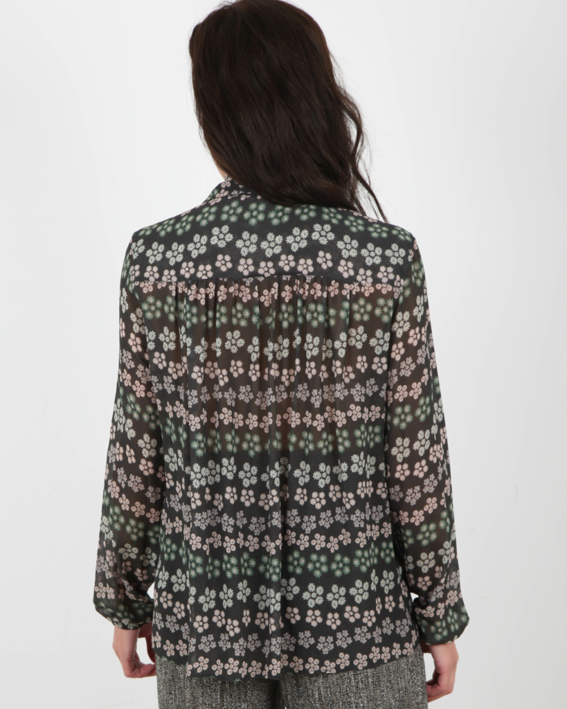 Silk blouse millefleur print 