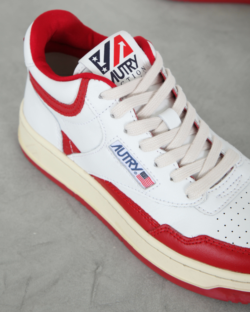 Autry Open mid sneakers white red