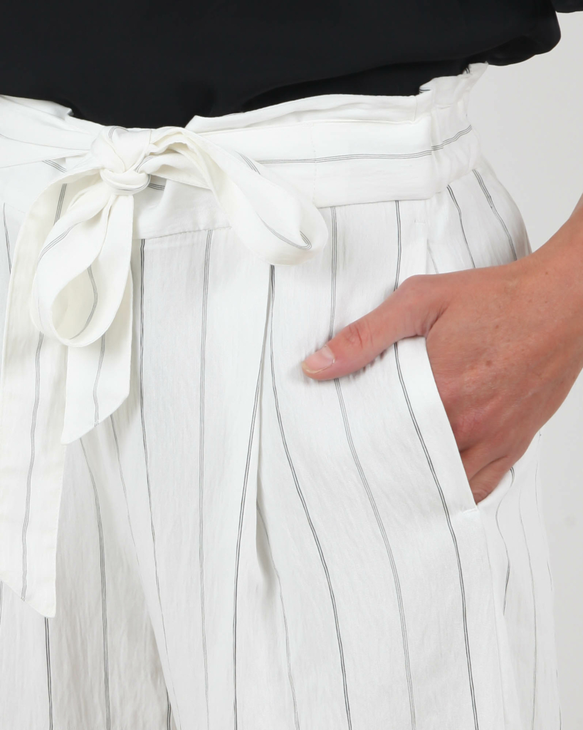 Vince Soft Stripe Belted Pull On Pant Off White