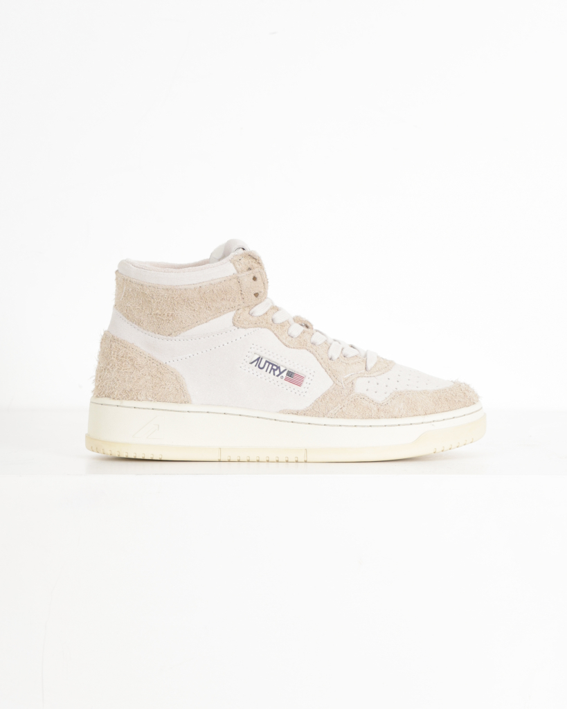 Autry Sneaker Mid Medalist Suede Sand White