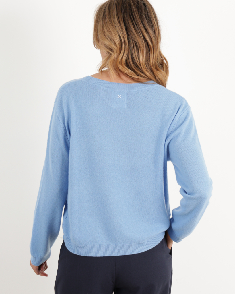 People's Republic of Cashmere Pullover Boxy V-neck Pool Blue