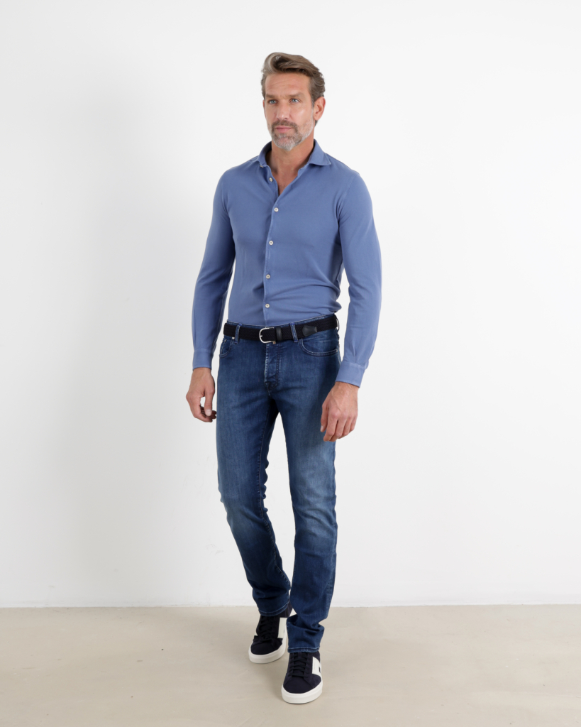 Fedeli Casual Shirt Steve Jeans Blauw