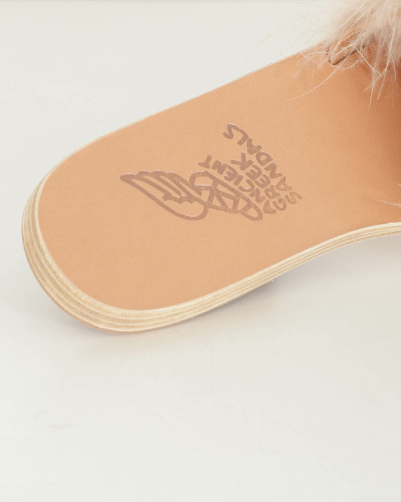 Ancient Greek Sandals Mia Marabu Feathers Slippers Beige
