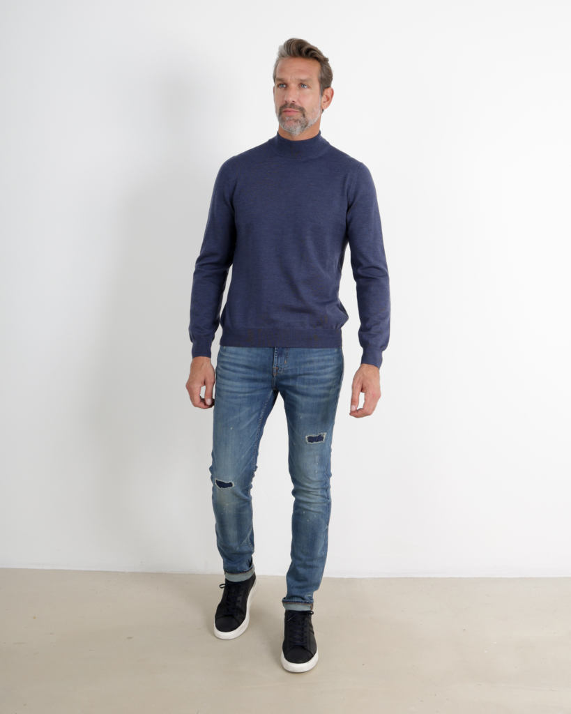 Gran Sasso Pullover Col Jeans Blauw