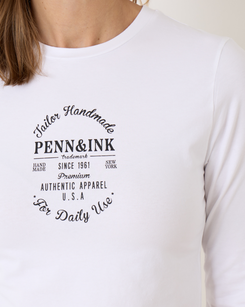 Penn&Ink Printed T-shirt White Black